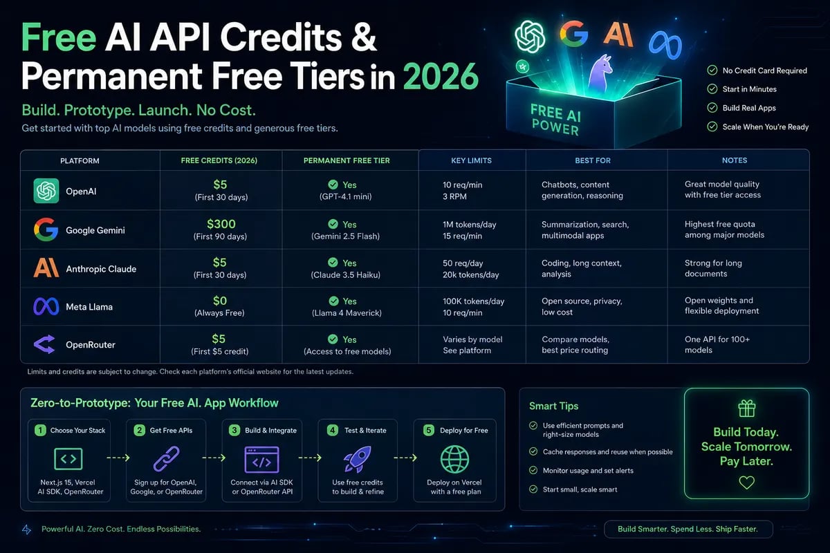 Featured image for blog post: Best Free AI API Credits for Builders in 2026